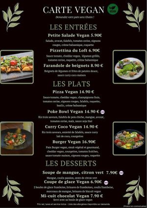 New Vegan Menu ! at Le Loft in Saint-marcel