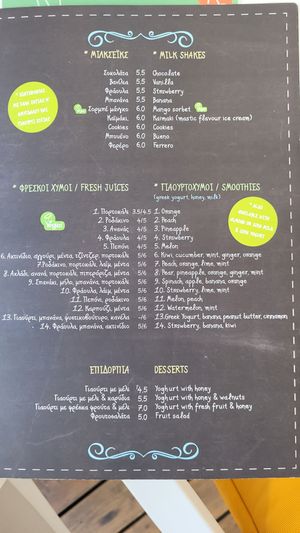 Vegan mango sorbet + milkshake at Chocolat Cafe Creperie in Naxos