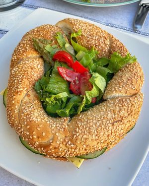 Vegan bagel  at Chocolat Cafe Creperie in Naxos