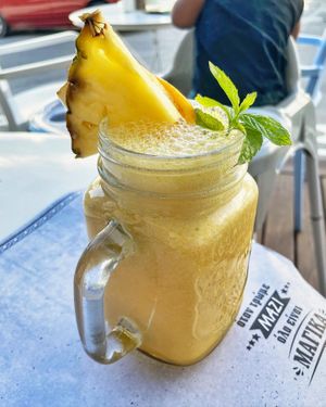 Pineapple pear ginger juice  at Chocolat Cafe Creperie in Naxos