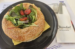 Large bagel! at Chocolat Cafe Creperie in Naxos