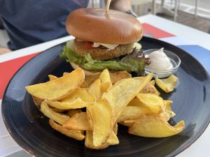 Vegan burger   at Chocolat Cafe Creperie in Naxos