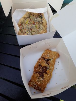 Sausage roll and cookie at Glazed in Newcastle Upon Tyne