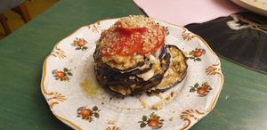 Eggplant parmigiana at Amasia in Pietrasanta