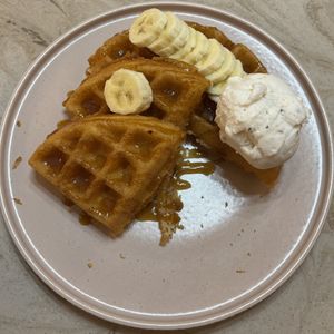 American Waffles Banoffee   at Heavenly Desserts in Sheffield