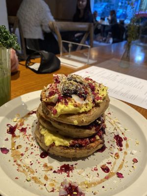 Lemon pistachio blueberry pancake at 14 South Lane in Hong Kong Island
