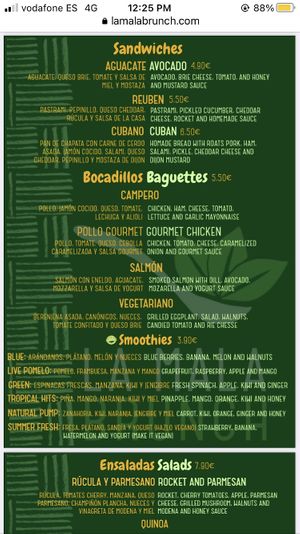 Menu 3  at La Mala Brunch in Sevilla