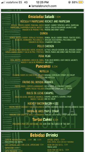 Menu 4  at La Mala Brunch in Sevilla