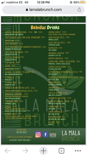 Menu 5  at La Mala Brunch in Sevilla