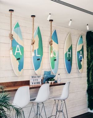 Inside seating at Aloha Poké in Mallorca