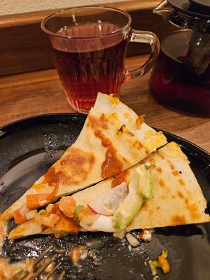 Vegan Quesadilla with all on top at Chicano in Trier