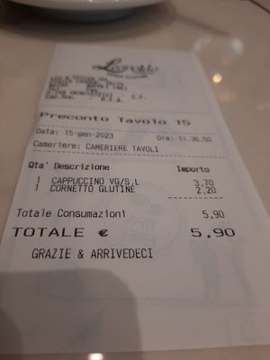 Seems like there was no 2 euro copertura in the bill at Leopoldo Cafebar in Naples