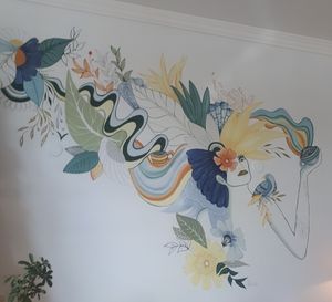 Murale at Café des Habitudes in Montreal