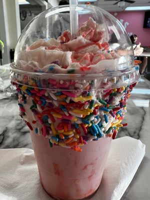 Strawberry Milkshake was delicious on a hot day!  at Nanas Kitchen in Chandler