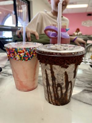 Strawberry Swirl and cookies and cream shake   at Nanas Kitchen in Chandler