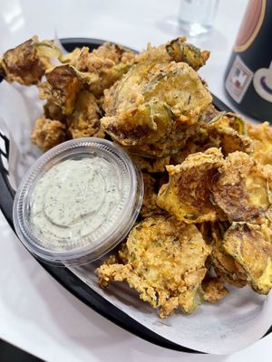 Fried pickles - large serving and the ranch is creamy and delicious!  at Nanas Kitchen in Chandler