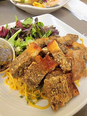 Pork Belly Garlic Noodles at Banh Mi Up in Portland
