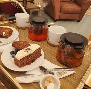 Only ever loose leaf teas at Jackfruit.  Here is one of our carrot cakes. at The Jackfruit Coffee Shop in Saundby