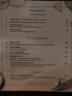 Vegan Menu at Rice Fusion in Augsburg