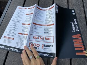 Menu  at Luna Inspired Street Food in Ithaca