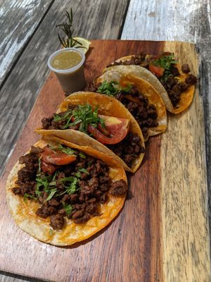 Carne asada tacos, really good! at La Taquería in Tulum