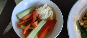 Hummas/veggies at Rooted: Eat More Plants in Medford