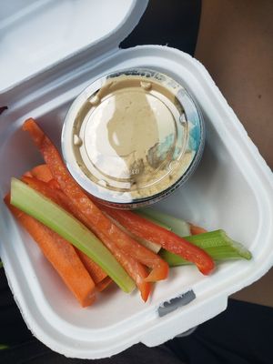 Veggies and Hummus Side at Rooted: Eat More Plants in Medford