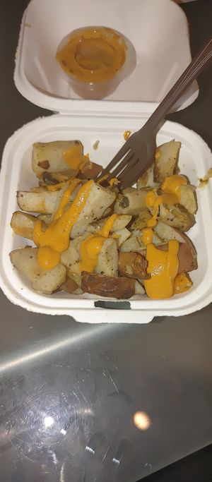 Cheese potatoes at Rooted: Eat More Plants in Medford