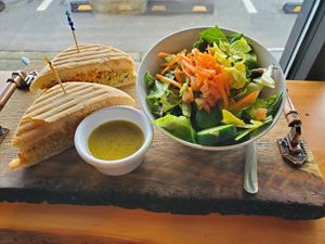 Chickpea melt at Rooted: Eat More Plants in Medford