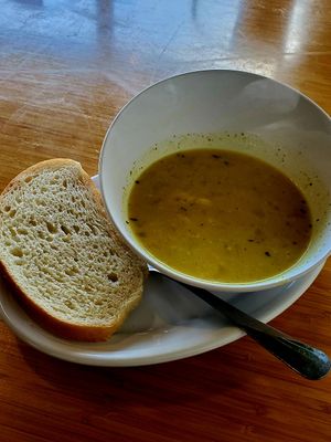 Potato soup at Rooted: Eat More Plants in Medford