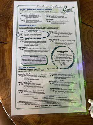 Menu 2024  at Rooted: Eat More Plants in Medford