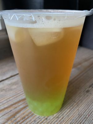 Lychee tea with lemon popping at Mister Lam Vietnamese Streetfood in Goes