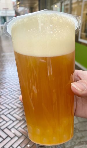 Passionfruit tea with lychee popping  at Mister Lam Vietnamese Streetfood in Goes