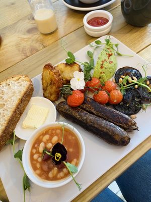 Full English breakfast  at Nourish Plant Kitchen in Harrogate