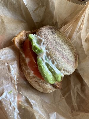 Breakfast sandwich on English muffin   at Karma Cream in Gainesville