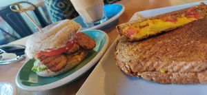 Vegan breakfast sandwich and cheese sandwich at Karma Cream in Gainesville