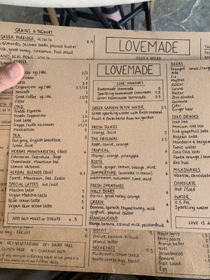 Drinks menu  at Lovemade in Kos