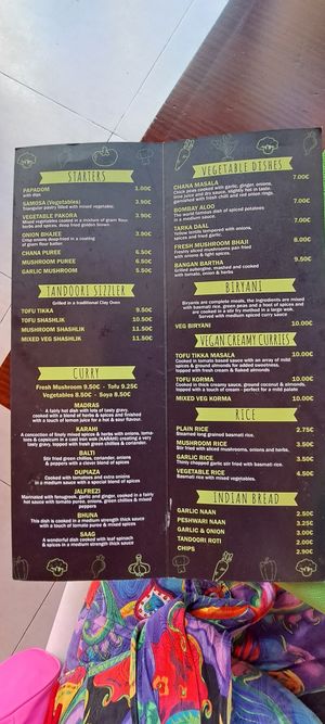 Fully vegan menu available (April 2024) at The Curry House in Benidorm