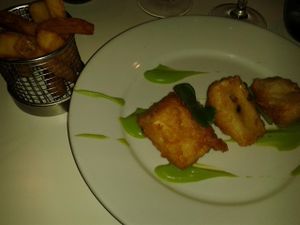Vegan fish and chips at 1847 in Manchester