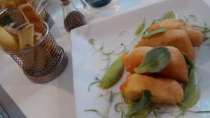 Tofu with chips at 1847 in Manchester