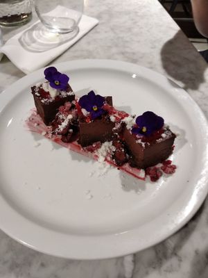 Vegan chocolate dessert at 1847 in Manchester