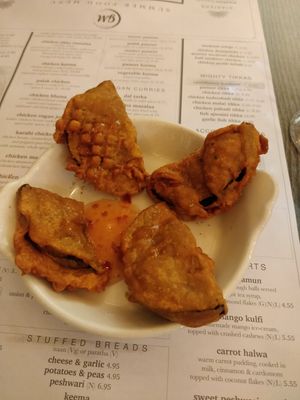 Aubergine pakoras at Garam Masala in St Pauls Bay