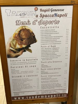 The menu  at Tandem - Spaccanapoli in Naples
