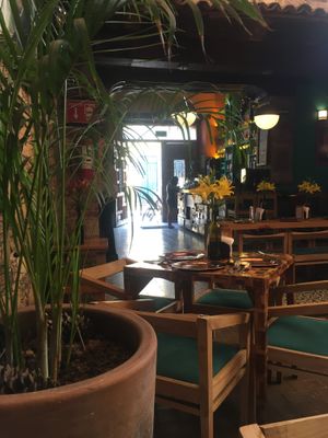 view towards the front door, with the bar in front at Tata Mezcaleria in Morelia