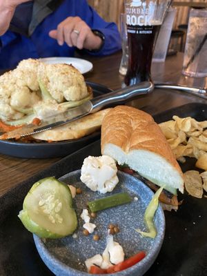 Mushroom sandwich & cauliflower wedge at Tumbled Rock in Baraboo