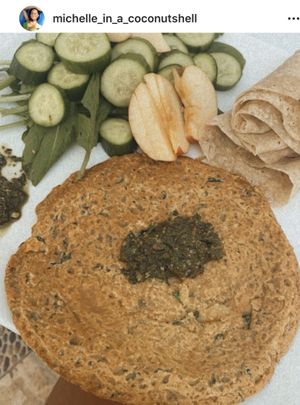 Chickpea omelet  at Veganzania in Dahab