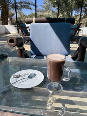 Hot chocolate with oat milk  at Veganzania in Dahab