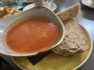 Tomatensuppe mit Brot  at Archive Coffee in Orkney Islands