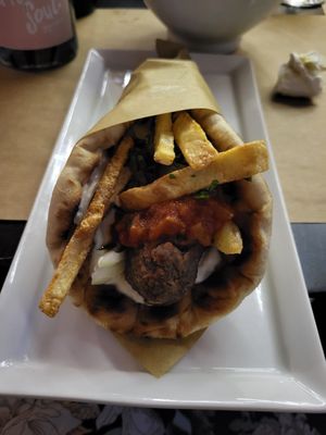Kebab from lentils at Demetra in Chalkis
