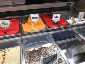 raspberry, orange, mixed berry and lemon vegan gelato at Cattarissimo in Kotor